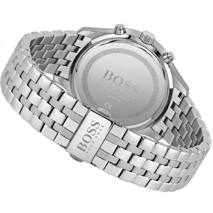 Hugo Boss Associate Chronograph Black Dial Silver Steel Strap Watch for Men - 1513869